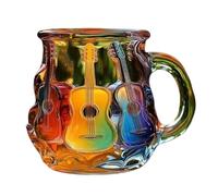 Générique Guitar Art Mug, Novelty Rainbow Music Mug, 3D Printed Coffee Cup, Exquisite Heat-Resistant Glassware, Decoration, Modern Style Drinkware for Music Lovers, Gift, Office, Kitchen, Cafe