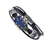 Générique Guitar Bracelet - Adjustable Punk Style Wristbands | Handmade Multi-Layer Wristband, Fashion Jewelry for Music Lovers, Rocker String Charm, Leather Bangle for Men Women Teen Boys
