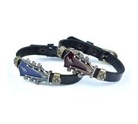 Générique Guitar Leather Bracelets for Men, Multi-Layer Wrap Braided Cuff Wristband, Punk Rock Retro Zinc Alloy Music Accessory, Adjustable Faux Leather Handmade Jewelry (Blue+Red)
