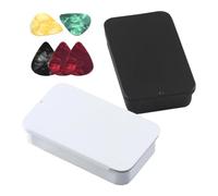Générique Guitar Pick Box 2pcs Metal Organizer Cases with Plectrums | 2-piece Metal Guitar Pick Box Set With 5 Plectrums, Compact Organizer For Musicians, Portable Storage For Gig Bags.