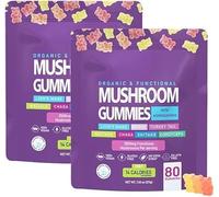 Générique Gummies Aux Champignons, KSM 66 Ashwagandha & Lion's Mane Supplement Gummies, Force Et Soutien Cognitif pour Hommes Et Femmes,2pcs