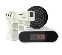 Générique Gun and Target Alarm Clock, Wake Strike Alarm Clock with Gun, Interactive Shooting Target, LED Digital Display, Fun Wake-Up Game Timer for Bedroom, Home Or Office (White)