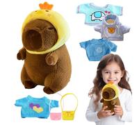 Générique Habillage d'animal en Peluche Capybara, Jouet en Peluche Capybara avec vêtements, Mignon Animal en Que Vous Pouvez Habiller, Poupées en avec 4 vêtements et Accessoire