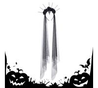 Générique Halloween Black Rose Crowns, Masquerade Balls Cosplay, Gothic Flower Headband with Veil, Elegant Costume Accessory for Girls Weddings, or Day of the Dead, 11.81x9.45x1.97 inches