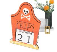 Générique Halloween Block Calendar, 2025 Halloween Wooden Decorations, Adjustable Festival Advent Craft for Bedroom Vacation Party Kitchen Classroom Teens, Spooky Countdown Ornament