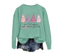 Générique Halloween Blouse Chimie Coton Adulte Sweat à Capuche Manches Longues et col Rond pour Femme, imprimé Femmes(Menthe Verte,L)