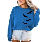 Générique Halloween Blouse Chimie Lycée Sweat à Capuche décontracté col Rond et imprimé Chauve-Souris pour Femmes Plaid Manches(Bleu,XL)