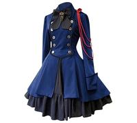 Générique Halloween Bouclier Chauffant Médiéval Robe de Cosplay à Volants et Manches Longues pour Femmes, avec nœud Déguisement Zatanna(BU1,S)
