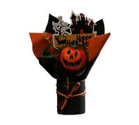 Générique Halloween Bouquet, Artificial Pumpkin Bunch with Faux Fall Flowers for Spooky Home Decor, Autumn Floral Arrangement for Haunted House Party Living Room Display 15x6x22cm