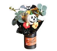 Générique Halloween Bouquet, Table Centerpiece Pumpkin Bouquet, Artificial Flowers with Eucalyptus Leaves, Realistic Textured Design for Mantel, Party, Decoration, Atmosphere, 23x6.5cm