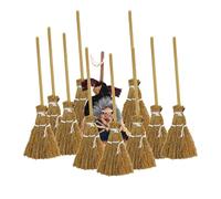 Générique Halloween Broom - 10 Pcs Mini Halloween Straw Broom, Mini Witch Broomstick Craft Decoration Haunted House Ornament Props For Party Favors DIY Crafts Home Table Decor Supplies