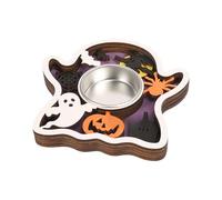 Générique Halloween Candlestick Holder, Pumpkin Ghost Stand, Wooden Centerpiece, Lightweight and Easy to Move, Spooky Table Decor, for Home Party Living Room Bedroom Farmhouse Use, 4.13x4.13 inches