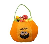 Générique Halloween Candy Bucket, Embroidered Treat Bag, 5.29in Kids Trick Tote, Sturdy Handle Design, Lightweight Fabric Material for Night, Festival, Outing, Family, Holiday, Cosplay