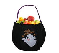 Générique Halloween Candy Bucket, Embroidered Treat Bag, 5.29in Kids Trick Tote, Sturdy Handle Design, Lightweight Fabric Material for Night, Festival, Outing, Family, Holiday, Cosplay