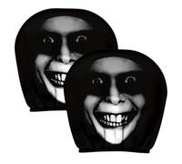 Générique Halloween Car Headrest Covers, Funny Auto Seat Protectors, 10.24x11.02 inches Soft Fit Fabric, Decorative Vehicle Accessory, Black Set of 2 for Sedan, Truck, Van, Taxi, Scooter, Commute