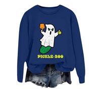 Générique Halloween Cardigans Longs pour Femmes Sweat à Capuche Tendance Femme avec imprimé Lettre et col Rond l Automne Hiver Belle Robe Cher(Bleu,XL)