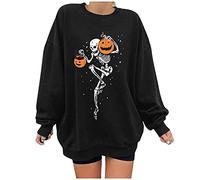 Générique Halloween Cardigans Plumeau pour Femmes Sweat-Shirts femmesSweat-Shirt rétro à Manches Longues imprimé Sweat Zippe Noir(Le Noir,S)