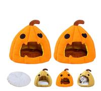 Générique Halloween Cat Bed, 2025 New Pumpkin Cats Bed, with Removable Washable Cushioned Pillowfor Animals, Pomeranian, Chihuahua, Kitten (2Pcs*Orange)