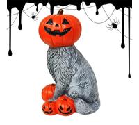 Générique Halloween Cat Statue - Pumpkin Lantern Cat Decorative Ornament