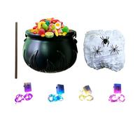 Générique Halloween Cauldron - Bubbling Candy Bucket Decor Kit with Lights