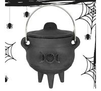Générique Halloween Cauldron - Cast Iron Cauldron With Lid And Handle | Black Çauldron Kettle Halloween Candy Bowl Witch Ćauldron Pot Bucket For Witch Čauldron Decoration Prop