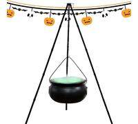 Générique Halloween Cauldron, Tripod Pot, Black Vintage Decor with Lights 35.43 inches for Haunted House, Yard, Kitchen, Party, Garden, Porch, Spooky Setup, Seasonal Display, Witch Theme Prop
