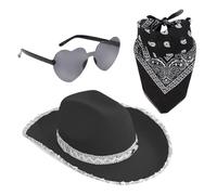 Générique Halloween Chapeau De Cowboy À Paillettes, 37 * 29 * 14 Cm Chapeau Cowboy Paillette, Comprend Des Lunettes Et Un Foulard, Peut Être Utilisé Comme Costume Sexy D'Halloween Pour Femmes
