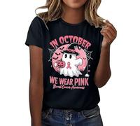 Générique Halloween Chemisier Violet T-Shirts Contre Le Cancer du Sein pour Femmes en Octobre, Nous portons Un t-Shirt Tunique Large(Le Noir,S)