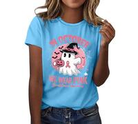 Générique Halloween Chemisier Violet T-Shirts Contre Le Cancer du Sein pour Femmes en Octobre, Nous portons Un t-Shirt Tunique Large(Bleu Clair,XXL)