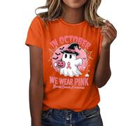 Générique Halloween Chemisier Violet T-Shirts Contre Le Cancer du Sein pour Femmes en Octobre, Nous portons Un t-Shirt Tunique Large(Orange,XXL)