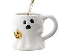 Générique Halloween Coffee Mug, Ghost Face Cup, Cute Ceramic, 400ml Adorable and Sturdy Spooky Gothic Bottle for Kids, Adults, Tea, Drinks, Cafe, Juices, Fall, Kitchen, White Color