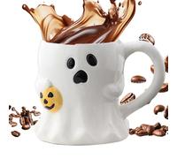 Générique Halloween Coffee Mug with Ghost Face Design, Ceramic Ghost Mugs, Cute Gothic Cup, Fall Kitchen Party Cups for Adults Kids Cafe Holiday, Tea Hot Chocolate, 15x11x11 inches