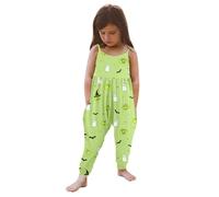 Générique Halloween Combinaison Imperméable Camisole à la Mode et décontractée pour Filles, imprimé Halloween, Pantalon Ha Yi LUN, Enfants Quad Enfant(Vert,7 Ans)