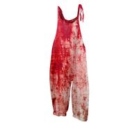 Générique Halloween Combinaison Noir Moulante Pantalon à Bretelles décontracté rétro imprimé pour Femmes C De Travail Rouge(Vin,L)
