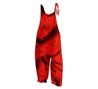 Générique Halloween Combinaison Noir Moulante Pantalon à bretelles décontracté rétro imprimé pour femmes C De Travail Rouge(Pastèque rouge,S)