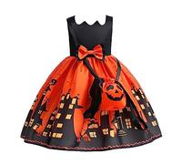 Générique Halloween Costume Bebe,Deguisement Squelette Fille Robe D'Halloween Enfant Déguisement Sorcière 8 Ans Ceremonie Blanche Ma Première Tenue De Pour Bébé Maquillage (Orange,6-7 ans)