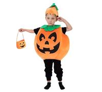 Générique Halloween Costume de Citrouille, Costume de Citrouille avec Chapeau et Sacs à Bonbon, Halloween Citrouilles Cosplay pour Unisexe Enfants pour Halloweens, Fêtes Costumées, Fêtes de Carnaval