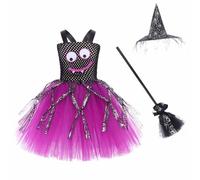 Générique Halloween Costume Fille - Robes pour Filles fête Halloween Costume sorcière Tutu Enfants Tenue pour Jeux de rôle Parfaite pour Spectacles Divertissement et événements saisonniers