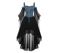 Générique Halloween Costume Women's Gothic Dress Witch Costume Large Size Women's Viking Dress Costume Vampire Renaissance Trumpet Sleeves Corset Adult Carnival Steampunk
