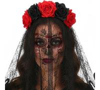 Générique Halloween Costumes | Day of the Dead Costume Accessories | Victorian Witch Gothic Plus Size Dresses for Women Adults Bride Face Cosplay Masquerade Party Stage Performance