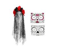 Générique Halloween Costumes | Day of the Dead Costume Accessories | Victorian Witch Gothic Plus Size Dresses for Women Adults Bride Face Cosplay Masquerade Party Stage Performance