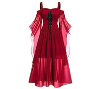 Générique Halloween Costumes Déguisement Elfe Femme Dentelle Adolescente Elegant Princesse Sorciere Cosplay Sorcière Robe Halloween Couple Mariée Costumes Robe Gothique Femme 4XL