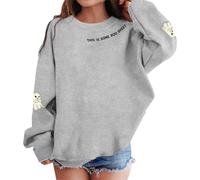 Générique Halloween Coton Taille Haute Sweats à Capuche et pour Filles : des Hauts décontractés élégants avec imprimés Lettres Les fêtes d Halloween. Manteaux Filles(Grey,6 Ans)