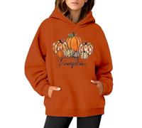 Générique Halloween Couette Capuche Sweat-Shirt d pour Femme, imprimé Citrouille, Manches Longues, décontracté, Poche, Pull à Sweat Zippe Fille(Orange,XL)