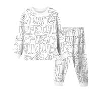Générique Halloween Culottes Apprentissage Garçons Pyjama d pour Enfants, Manches Longues, col Rond, vêtements de Nuit Confortables et Filles, imprimé à Rayures Noires Maillot 2 Ans(Blanc,5 Ans)