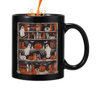 Générique Halloween Cup,Pumpkin Ceramic, Black Ceramic Drinking Mugs | 400ml Spooky Ergonomic Handle Teapot for Kitchen Dorm Fall Travel Camping, Design, Material, Ideal for Home & Office