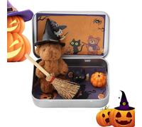 Générique Halloween dans Une Boîte - Set de Miniatures s Peluches Halloween | Jouets Doux Doudous Mignons pour Canapé Bureau Étagère Confort Quotidien Anniversaire Noël Saint Valentin Fête