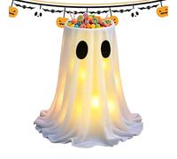 Générique Halloween Decoration with 8 Modes Remote Control LED Light, Ghost Candy Bowl Stand Cute Rack for Front Door, Spooky Treat Holder for 2026 Party