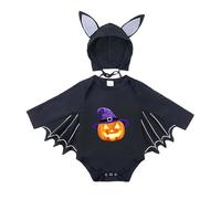 Générique Halloween Deguisement Bebe Mes Premières Tenues D'Halloween Unisexe 3-24 Mois Enfant Chauve Souris Garçon 10 Ans Costume Scream Combinaisons Et Barboteuses Bébé (Le noir2-B,3-6 mois)