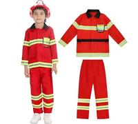 Générique Halloween Deguisement Pompier pour Enfants, Carnaval Tout-Petit Costume de Pompier avec Chapeau de Casque et Extincteur, Costume Pompiers éducatif pour Garçons d'halloween